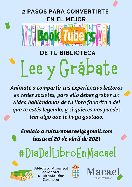 La Biblioteca Municipal de Macael invita a celebrar el Día del Libro convirtiéndote en 'BookTuber'
